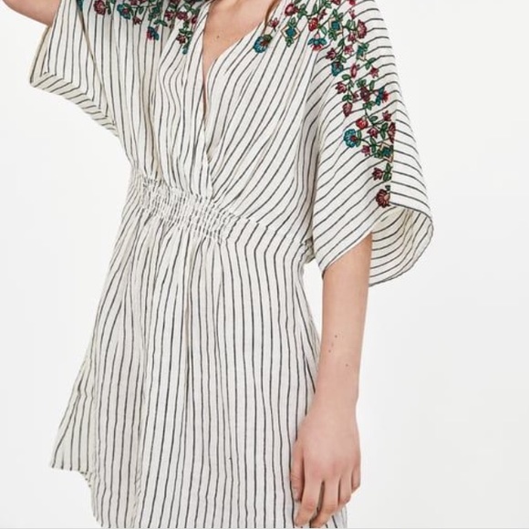 Zara Dresses & Skirts - Lightweight Linen Feel Embroidered Dress